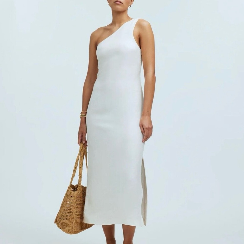 Madewell Nina One-Shoulder Midi Dress in Color Lighthouse